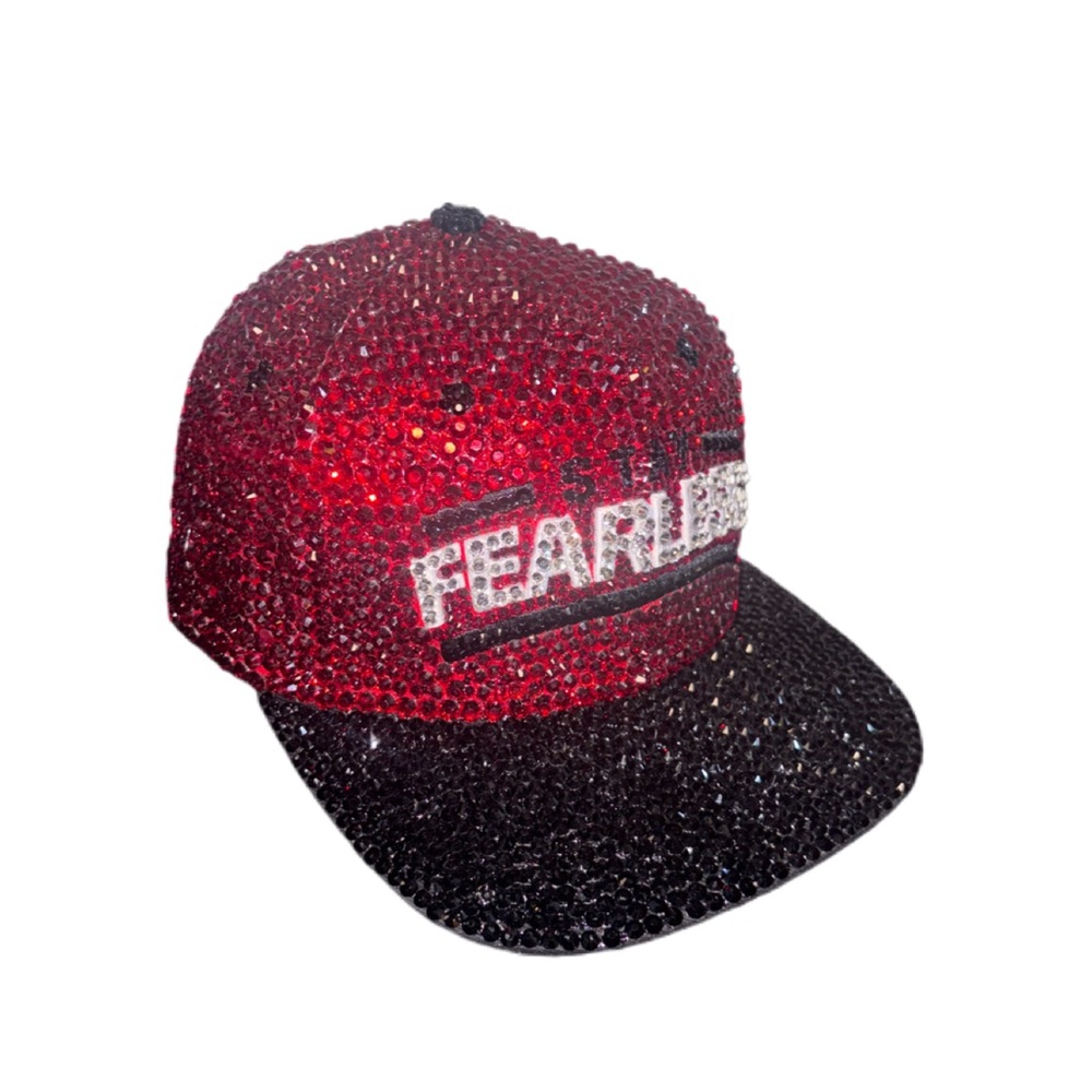 Nikki Bella Stay Fearless Full Dark Siam Red & Black Rhinestone Bling WWE Hat